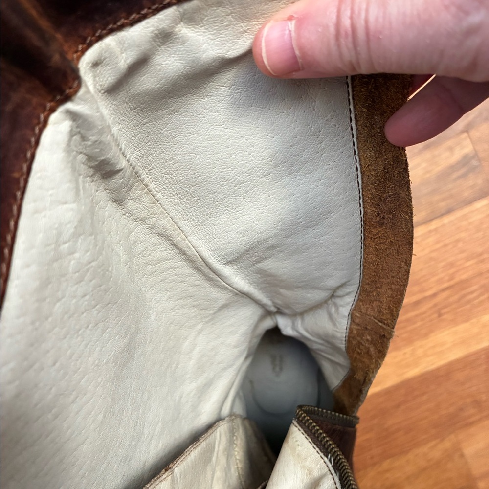 Woman's Frye Villager Lace Boot Tall Heeled Size 8-8.5 Brown Distressed - Picture 8 of 9